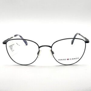 HARD CANDY HC257 NVYPT Sailor Eyeglass Frames Cat Eye Silver Navy Blue 52-19-138